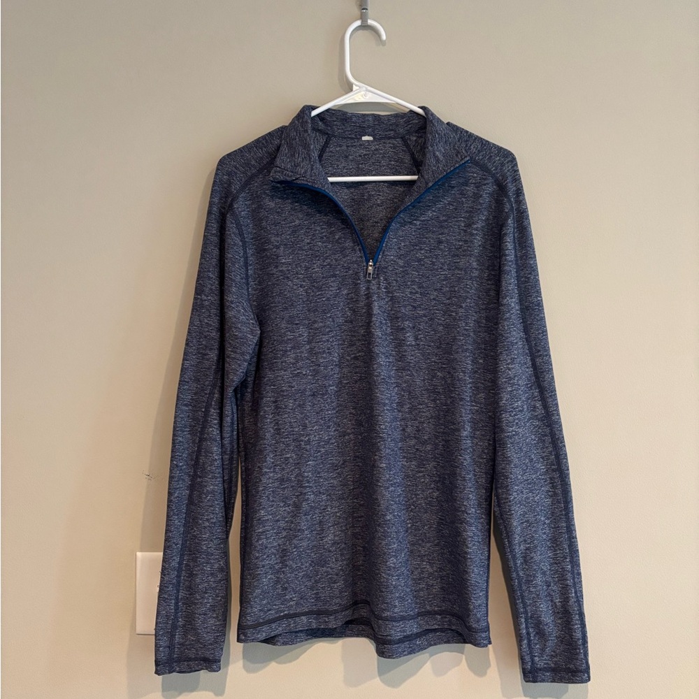 Lululemon Athletics Heathered Navy Quarter-Zip Pull Over